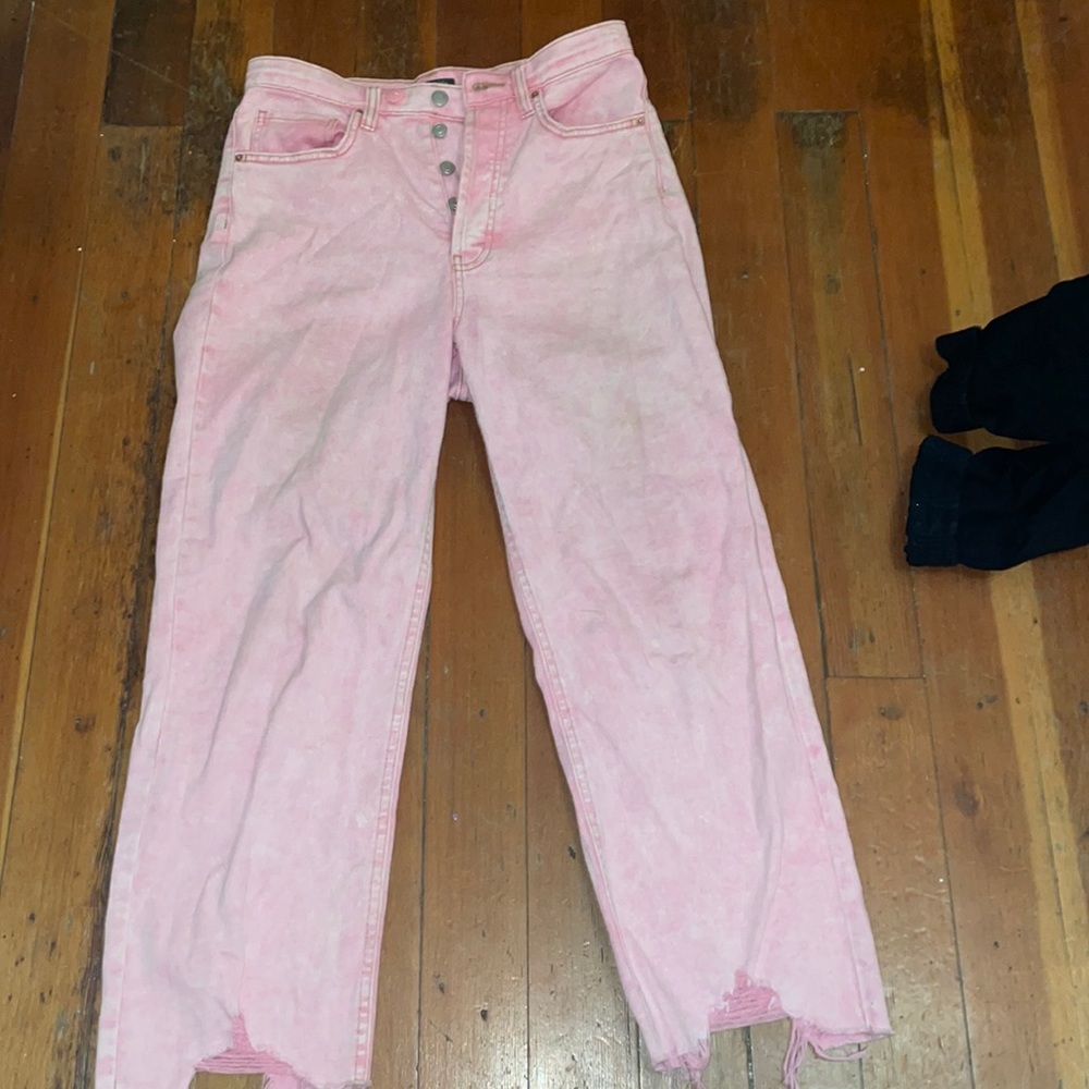Pink straight leg jeans